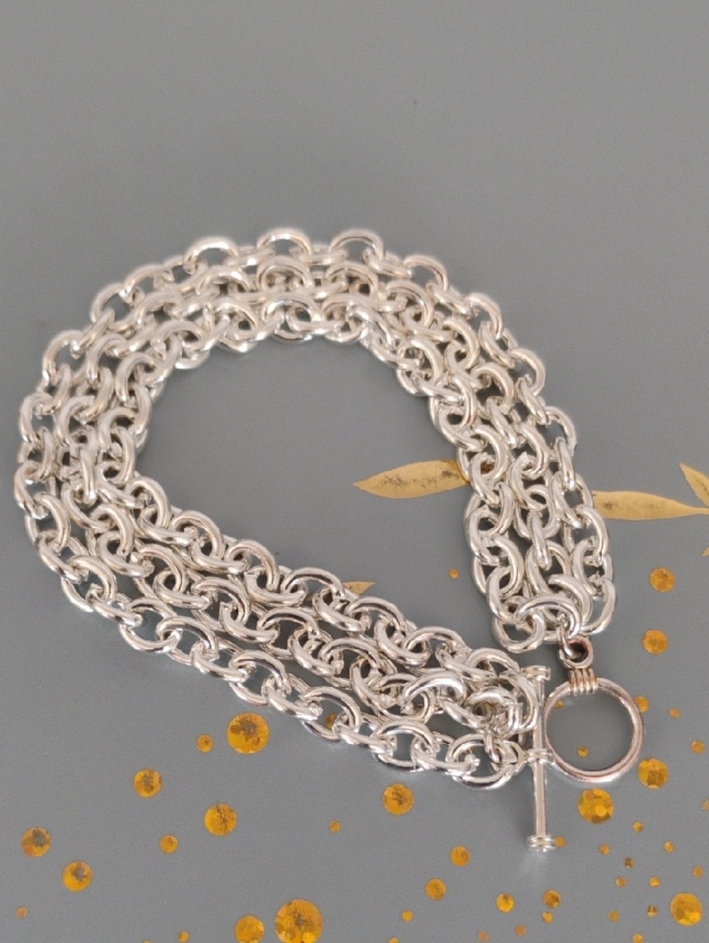 High Polished Three Strand Bracelet